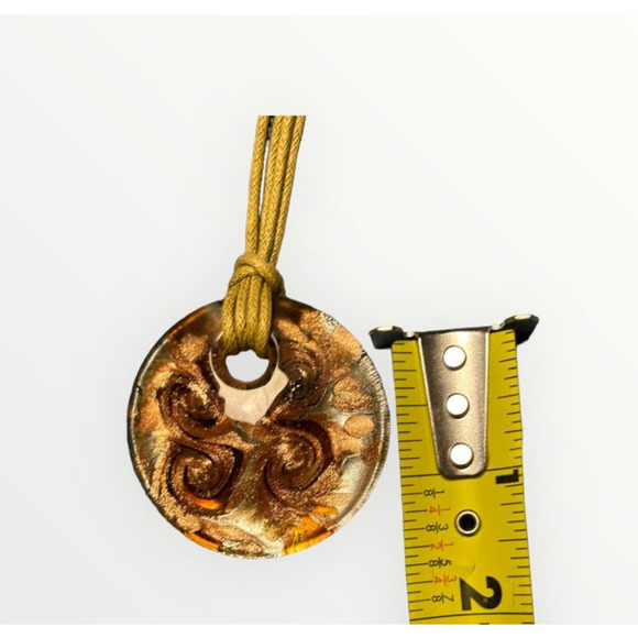 Vintage Murano Glass Pendant Beaded Necklace Beads Bronze Copper Glass 1990s 18" - Picture 7 of 7